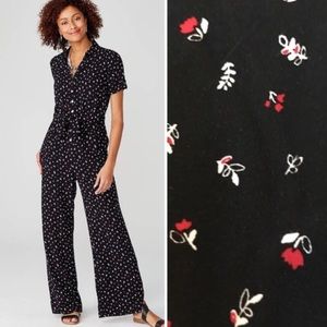 J. Jill Tie Front Wide Leg Rose Jumpsuit XS